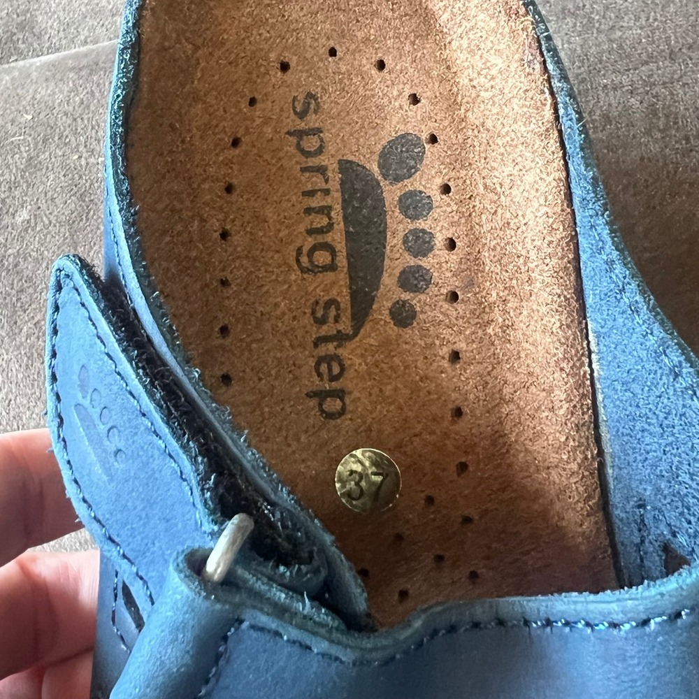 Spring Step Comfort Sandals Women's EU 37 / US 6.5–7 Navy Blue Leather Wedge - Picture 6 of 6